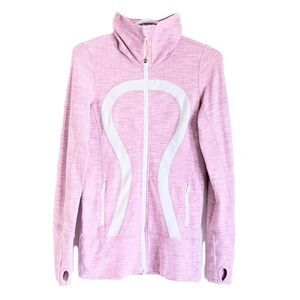 Lululemon Athletica In stride long pink zip up jacket pink striped size 4 B5 g